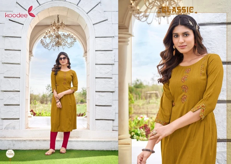 Koodee Janvi Heavy Rayon Wholesale Fancy Kurtis Catalog — Wholesale Kurtis, MPA wholesale from Surat - Gallery Image 2